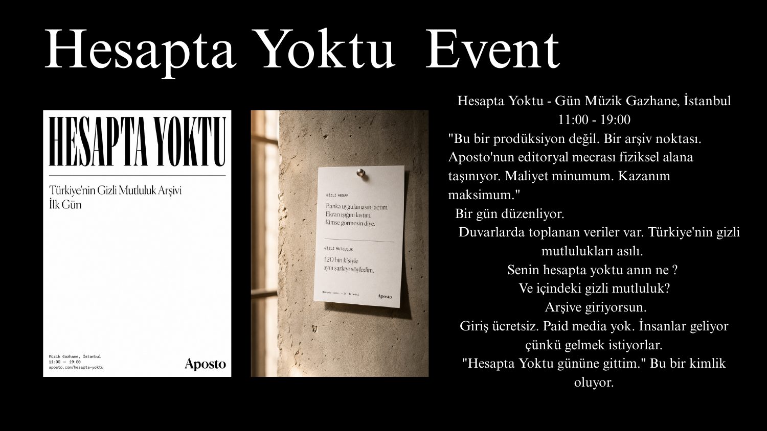 Hesapta Yoktu event