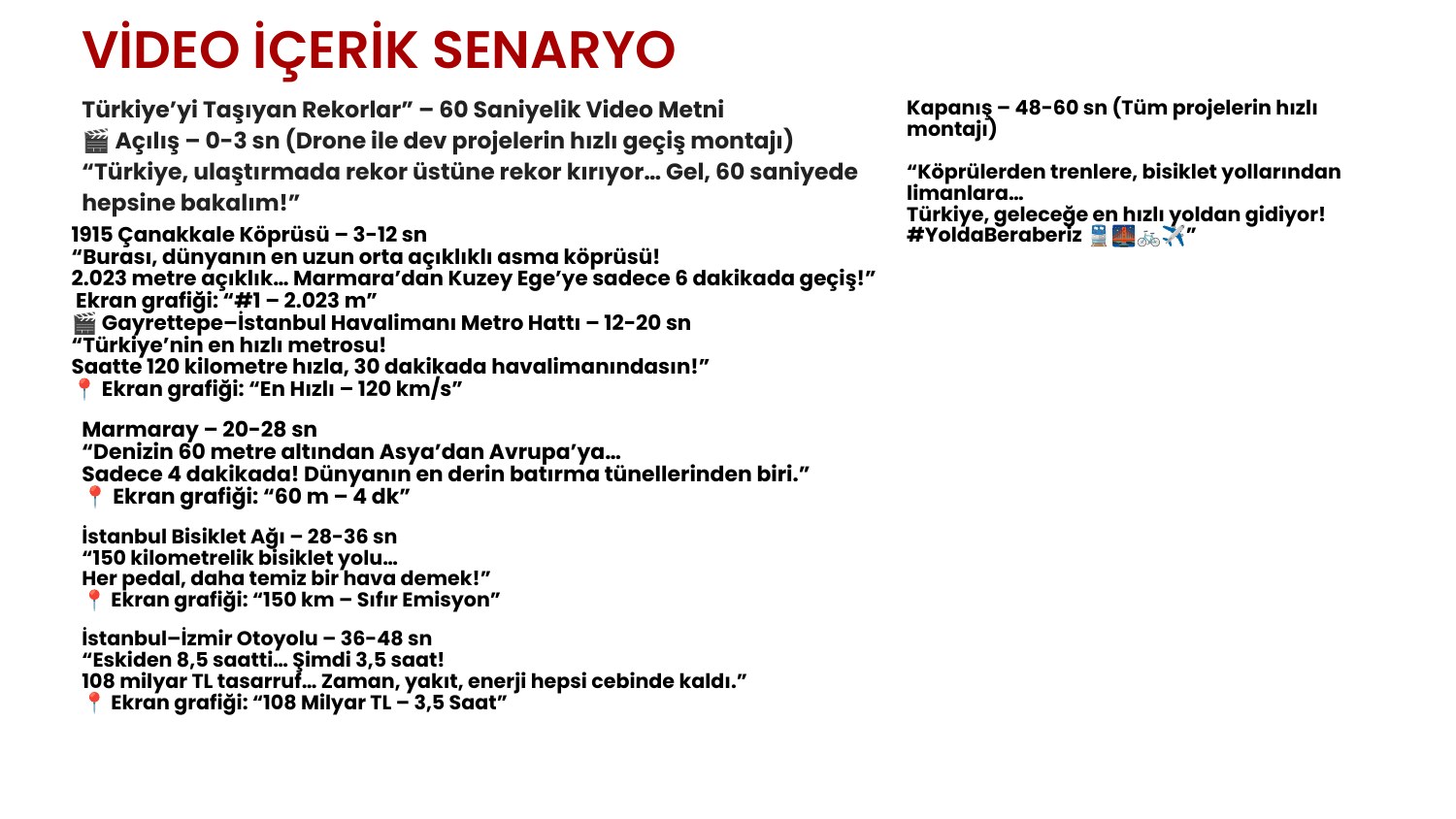 60 saniyelik video senaryosu